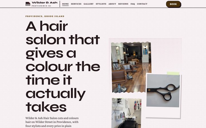 The Wilder & Ash Hair Salon front-end