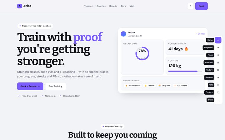 The Atlas Strength front-end