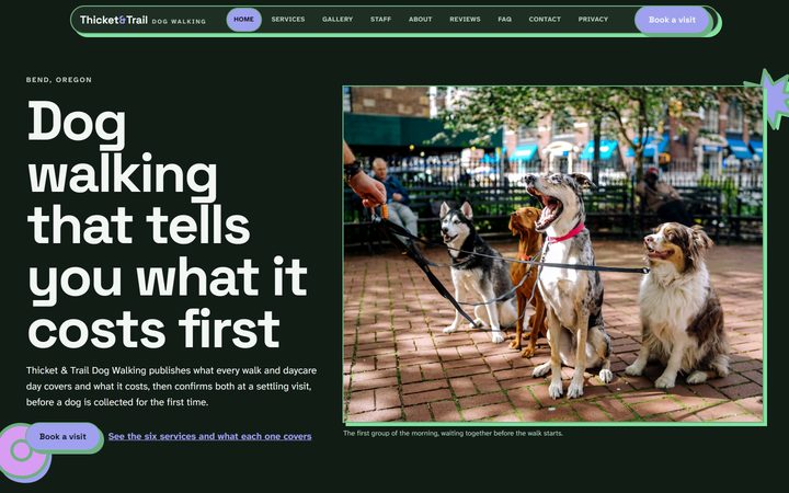 The Thicket & Trail Dog Walking front-end