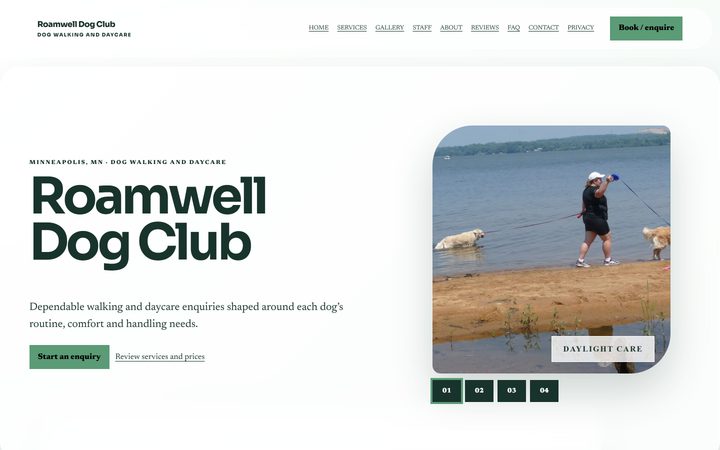 The Roamwell Dog Club front-end