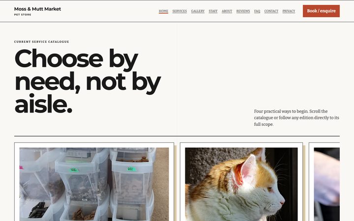 The Moss & Mutt Market front-end