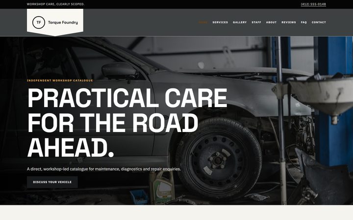 The Torque Foundry Auto Care front-end