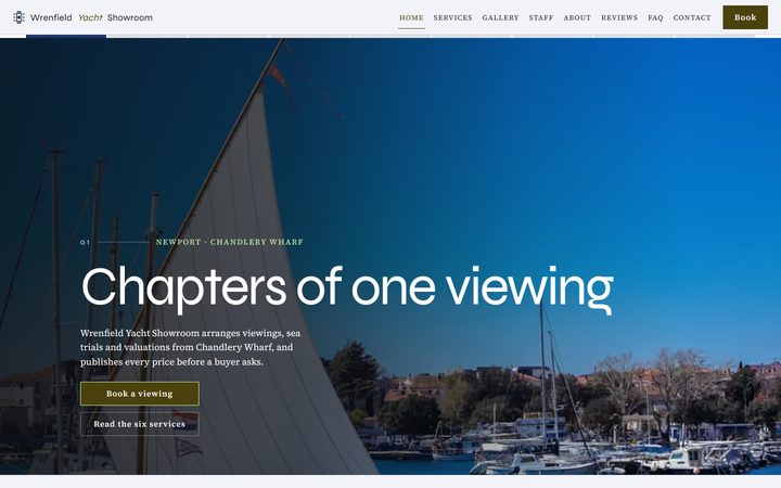 The Wrenfield Yacht Showroom front-end