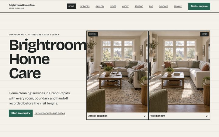The Brightroom Home Care front-end