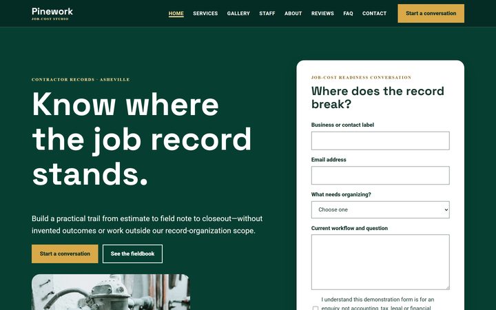 The Contractor Job-Cost Records Asheville front-end