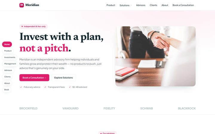 The Meridian Wealth front-end