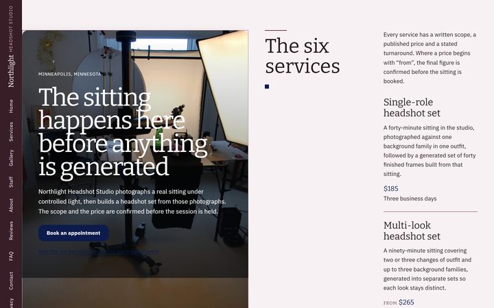 The Northlight Headshot Studio front-end
