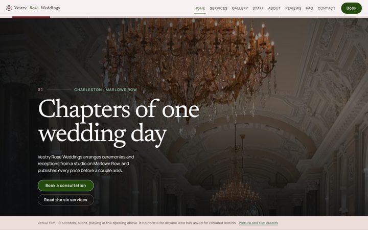 The Vestry Rose Weddings front-end