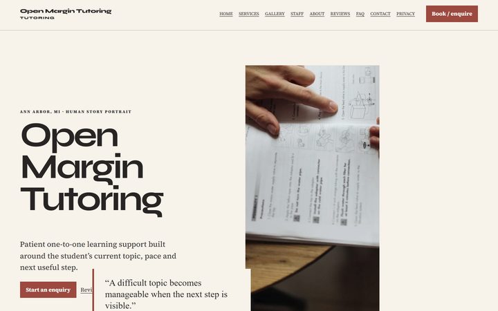 The Open Margin Tutoring front-end