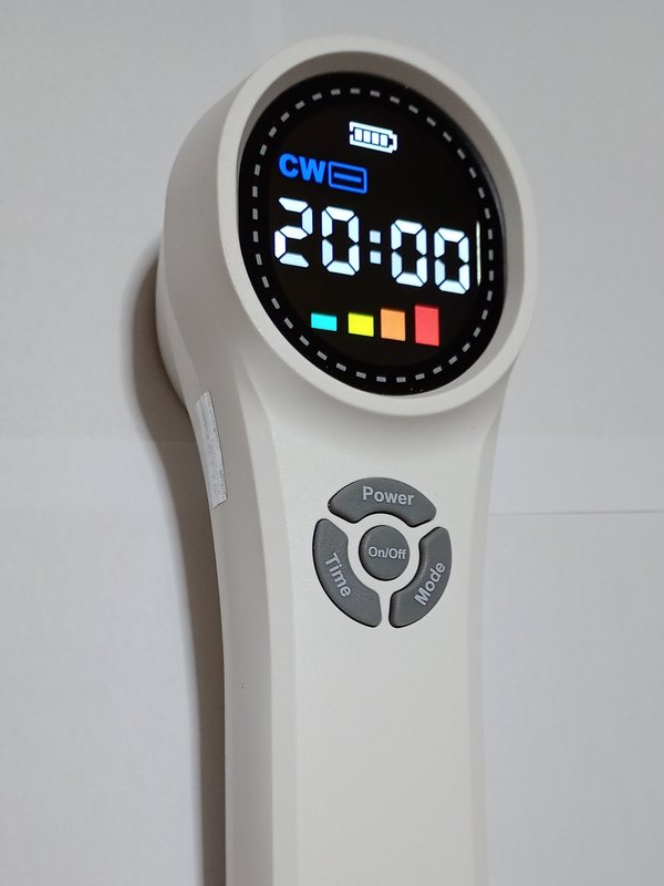 Handheld laser device with a lit timer display