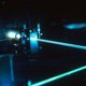 Laser light crossing an optical bench