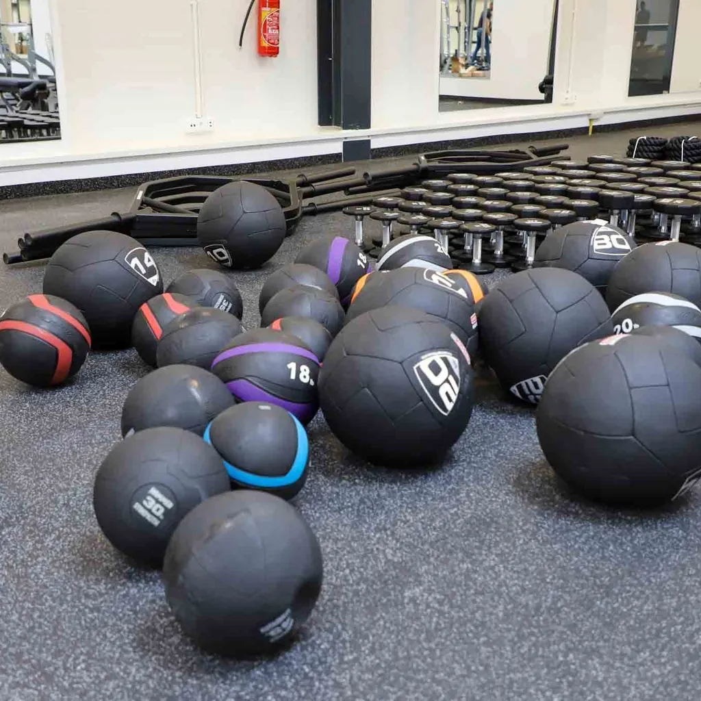 Medicine balls set out in the Axis Field practical lab