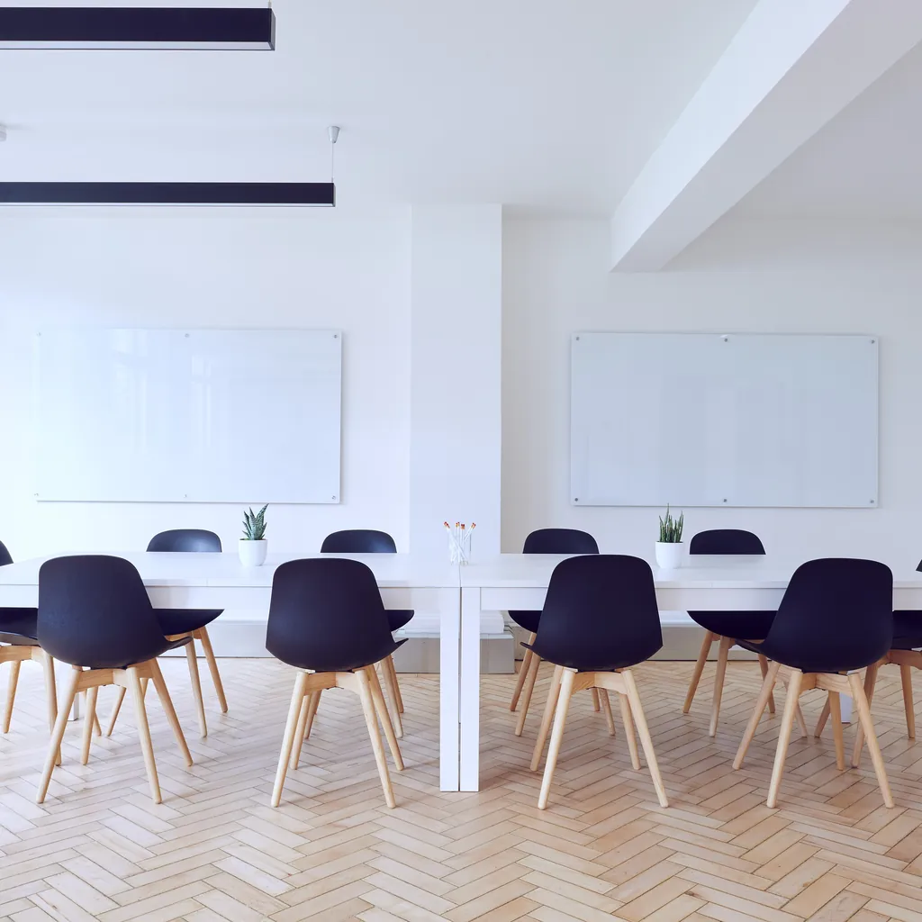 Cropped view of the workshop table and seating