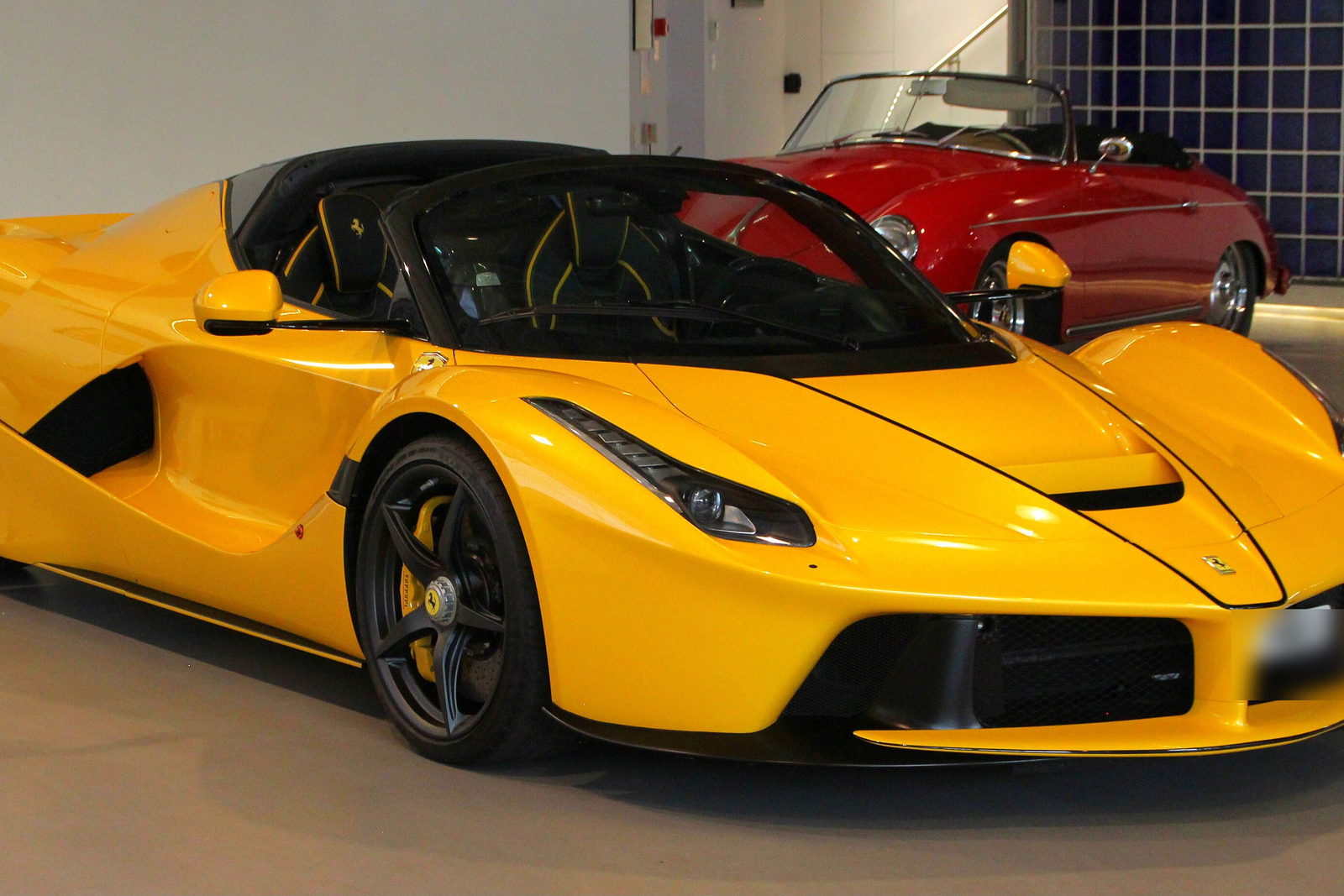 A Ferrari LaFerrari Aperta in the showroom