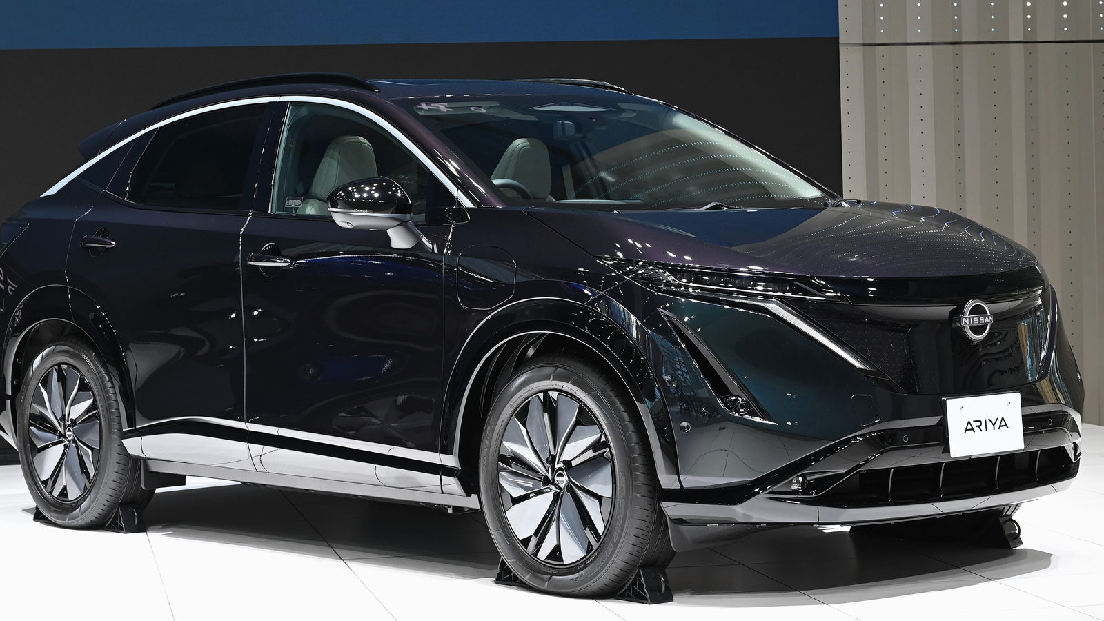 An electric car in a studio