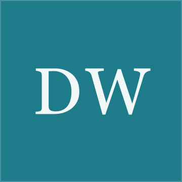 Monogram tile with the initials DW, drawn in place of a photograph