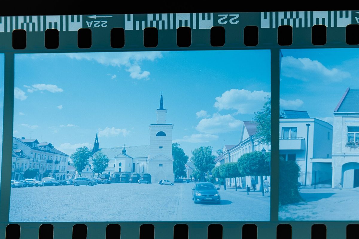 Developed colour frames on a 35mm film strip