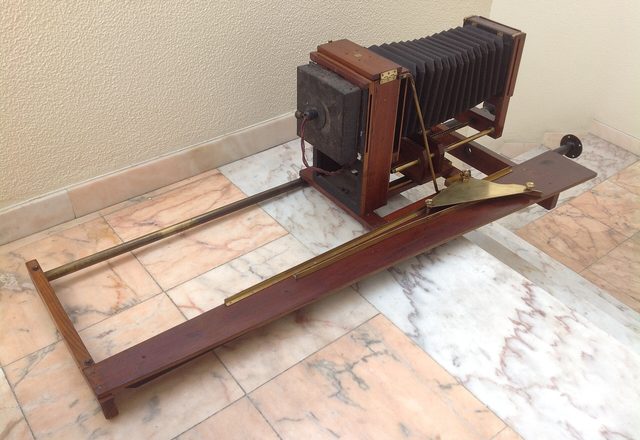 Bellows and lens board of an antique enlarger