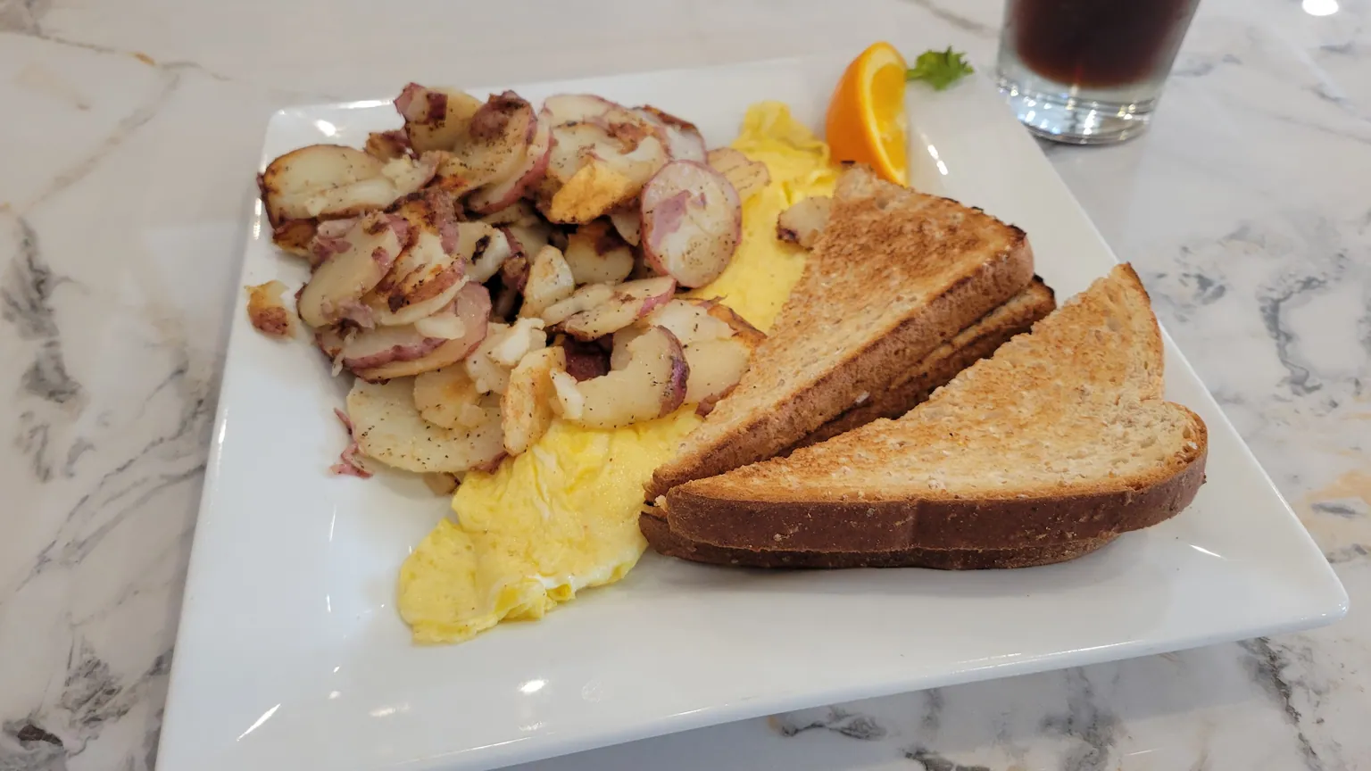 Seasonal breakfast plate in warm midday light