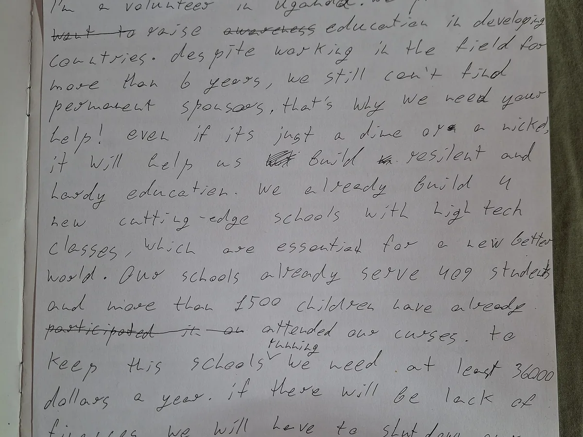 Non-identifying view of handwritten draft pages being revised